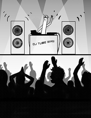 Jam out to some cool beats with DJ Tube Man!